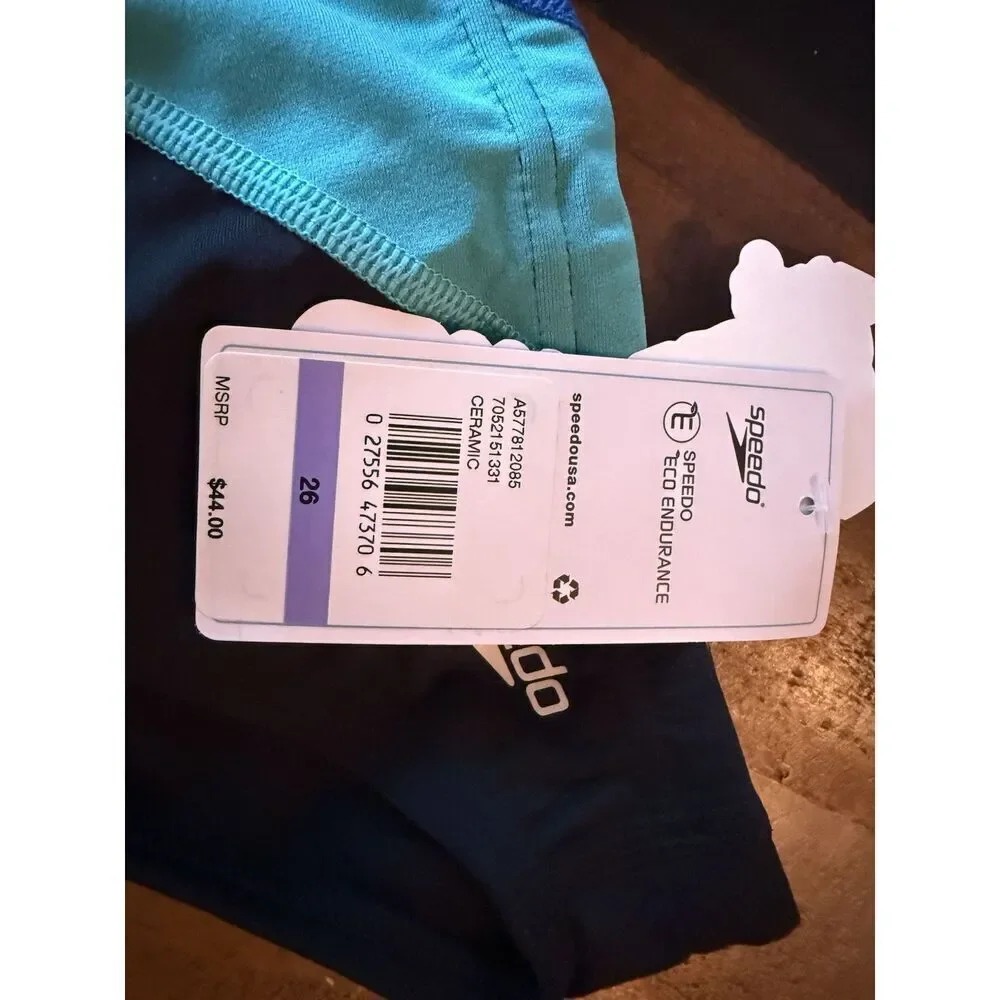 Speedo Endurance+ Swim Briefs Size 26 Black & Imperial Blue NWT MSRP $44.00